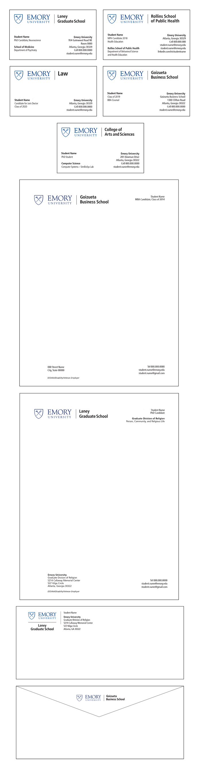 examples of Emory student organization stationery