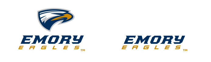 blue and gold emory athletic logos with and without shield for Oxford CollegeEagles