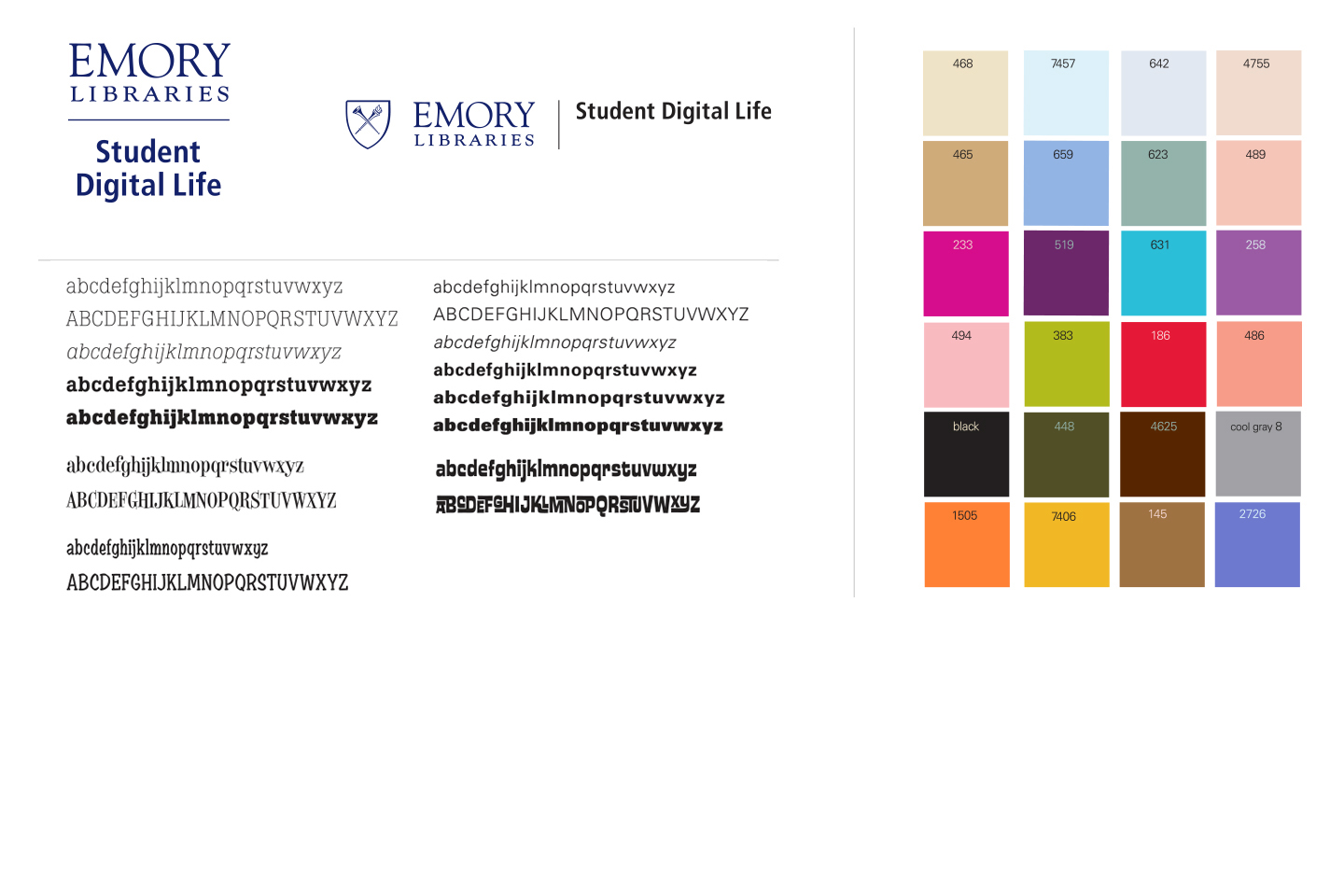student digital life fonts and color palette