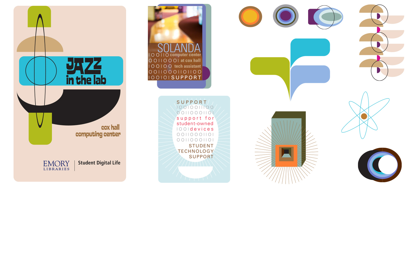 student digital life name tags, poster elements