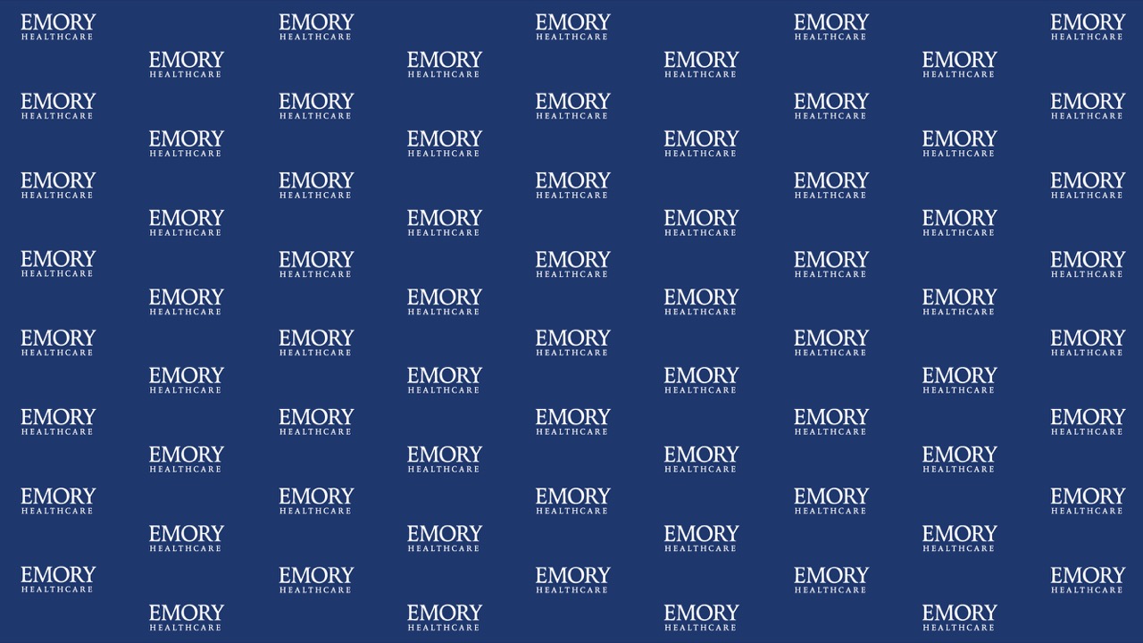 blue background with emory healthcare logo repeated
