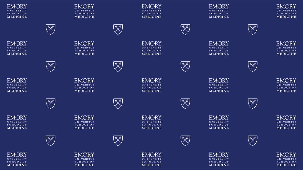 blue background with emory school of medicine logo repeated
