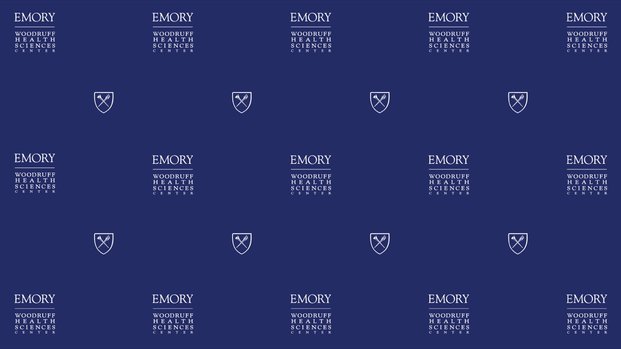 blue background with emory woodruff health sciences center logo repeated
